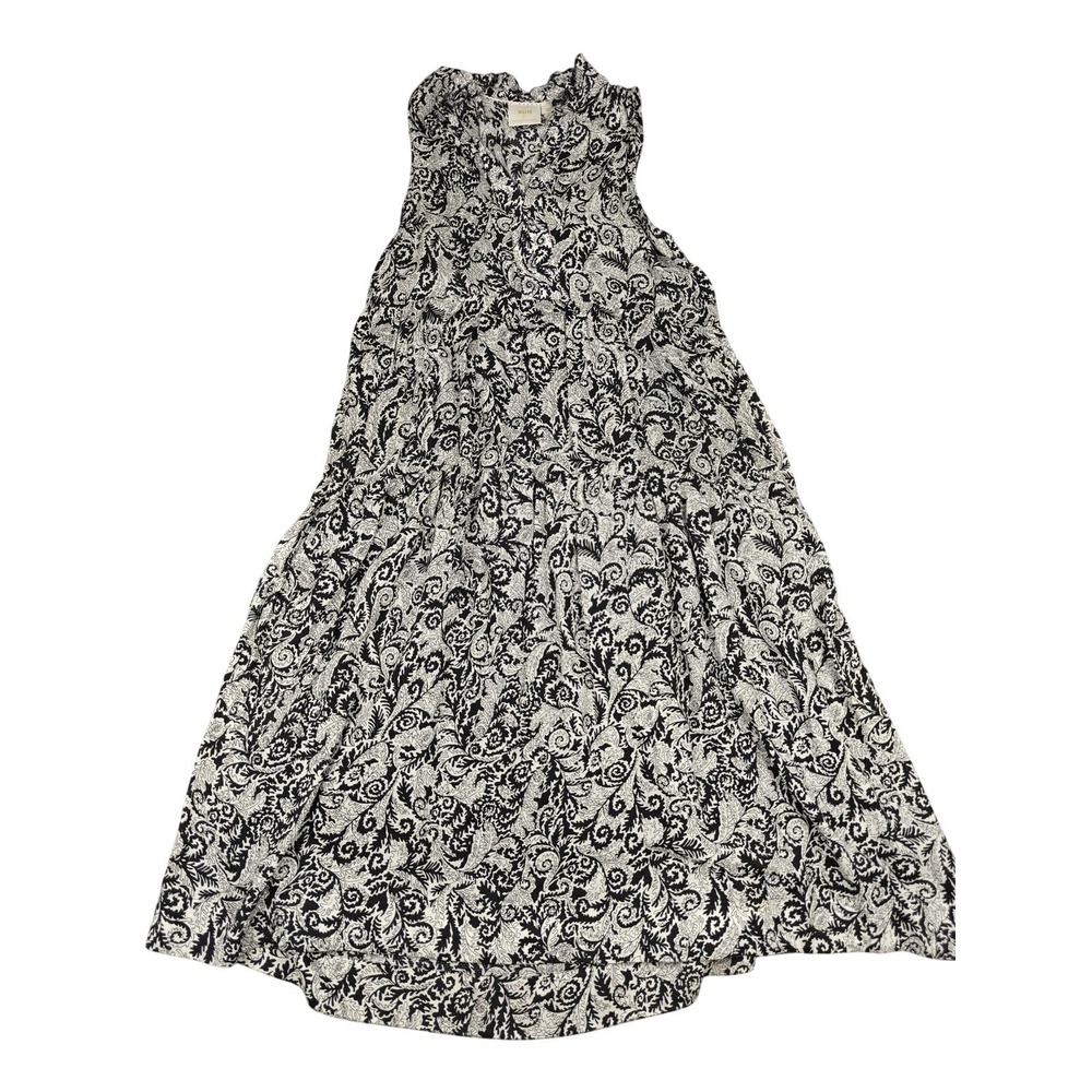 Maeve Anthropologie Dress Womens Large Black Paisley Maxi Swing Sleeveless Boho